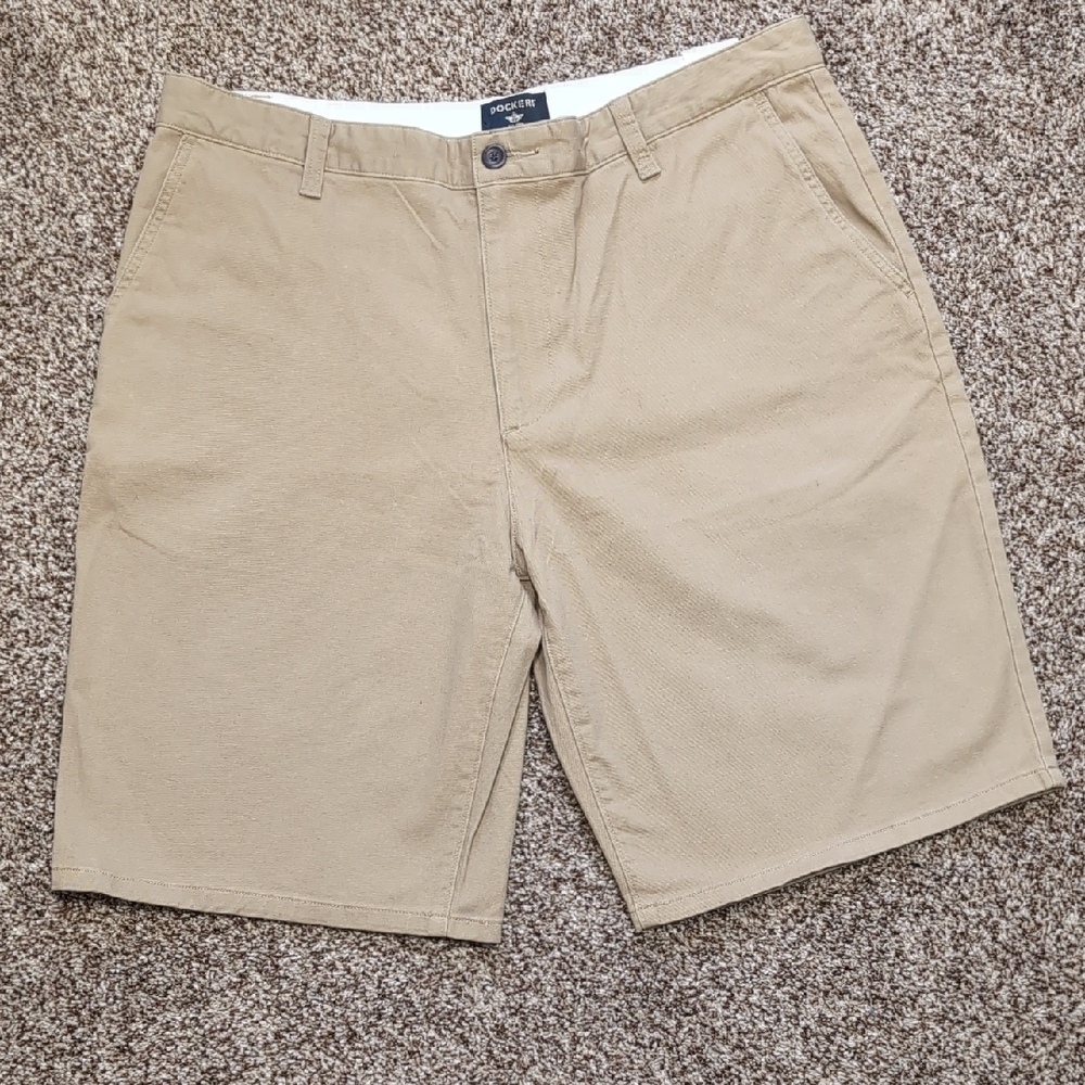 Dockers Men's Khaki Flat Front Shorts Size 36 NEW